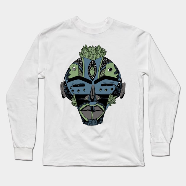 Mellow Cool African Mask 4 Long Sleeve T-Shirt by kenallouis